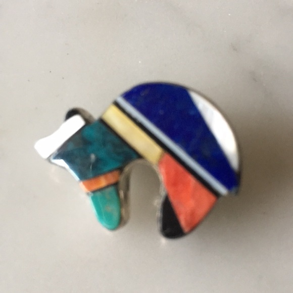 Vintage Charlie Bowie Navajo Native American Bear Pin and Pendant - Picture 13 of 14